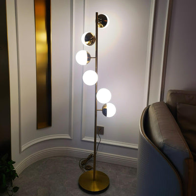 LunaraGlow LED Boomlamp - Mid-Century Glass Sphere Lamp - OpalDwell