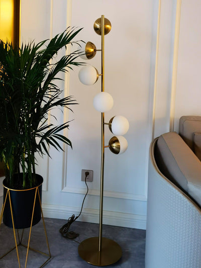 LunaraGlow LED Boomlamp - Mid-Century Glass Sphere Lamp - OpalDwell