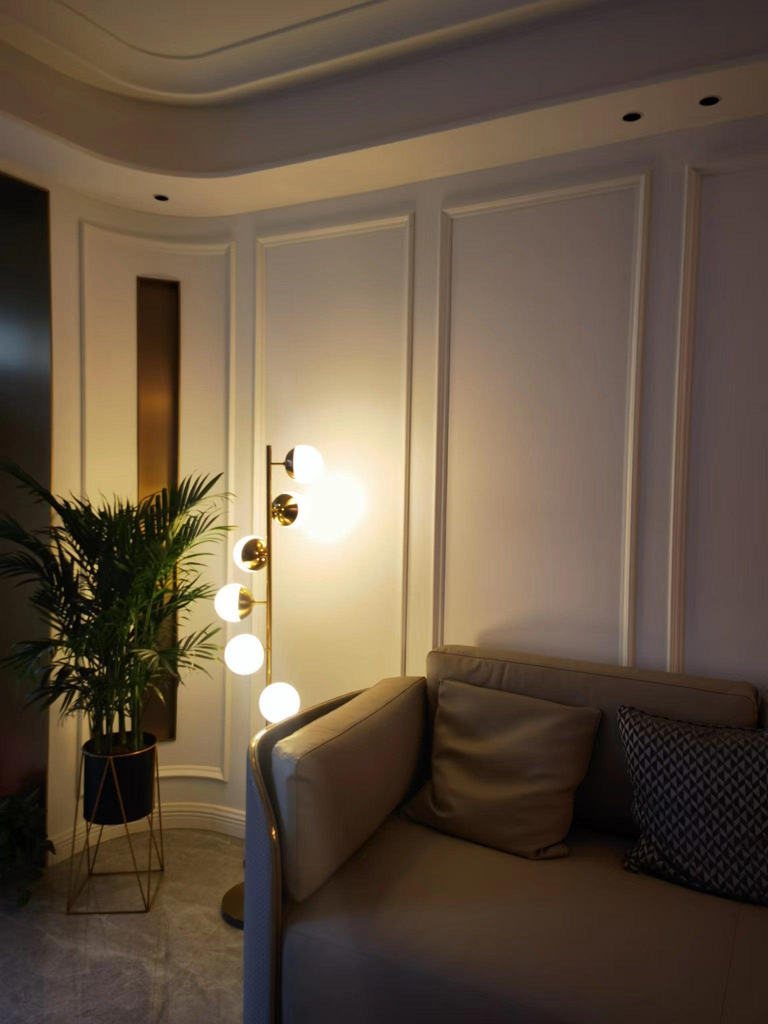 LunaraGlow LED Boomlamp - Mid-Century Glass Sphere Lamp - OpalDwell