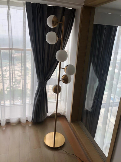 LunaraGlow LED Boomlamp - Mid-Century Glass Sphere Lamp - OpalDwell