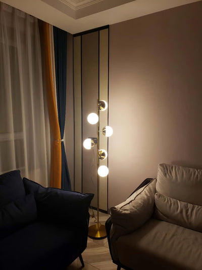 LunaraGlow LED Boomlamp - Mid-Century Glass Sphere Lamp - OpalDwell