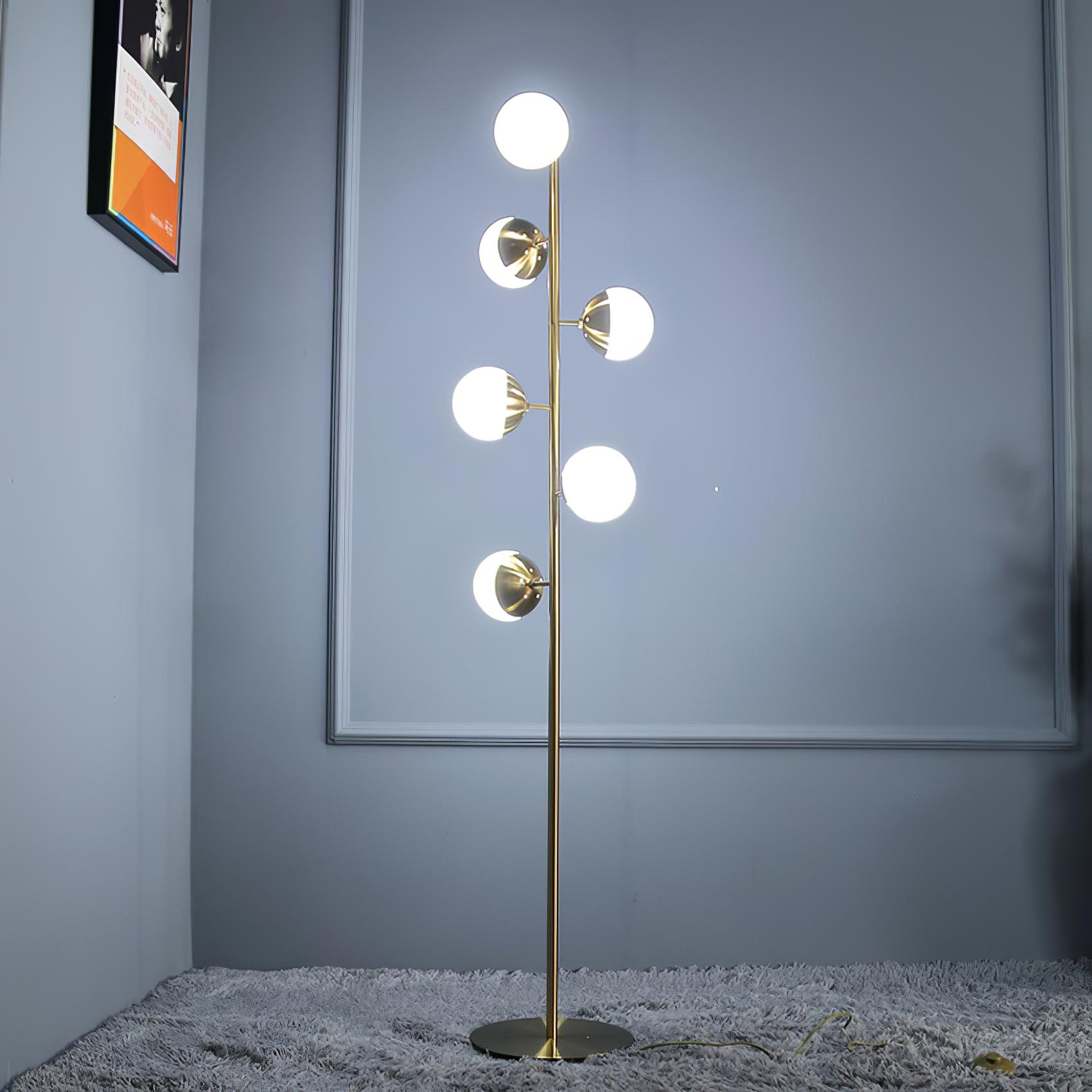 LunaraGlow LED Boomlamp - Mid-Century Glass Sphere Lamp - OpalDwell