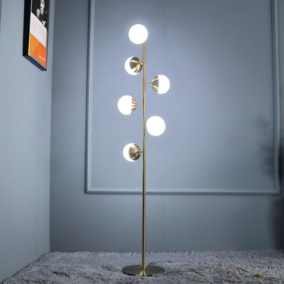 LunaraGlow LED Boomlamp - Mid-Century Glass Sphere Lamp - OpalDwell