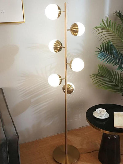 LunaraGlow LED Boomlamp - Mid-Century Glass Sphere Lamp - OpalDwell