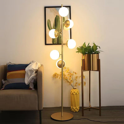 LunaraGlow LED Boomlamp - Mid-Century Glass Sphere Lamp - OpalDwell