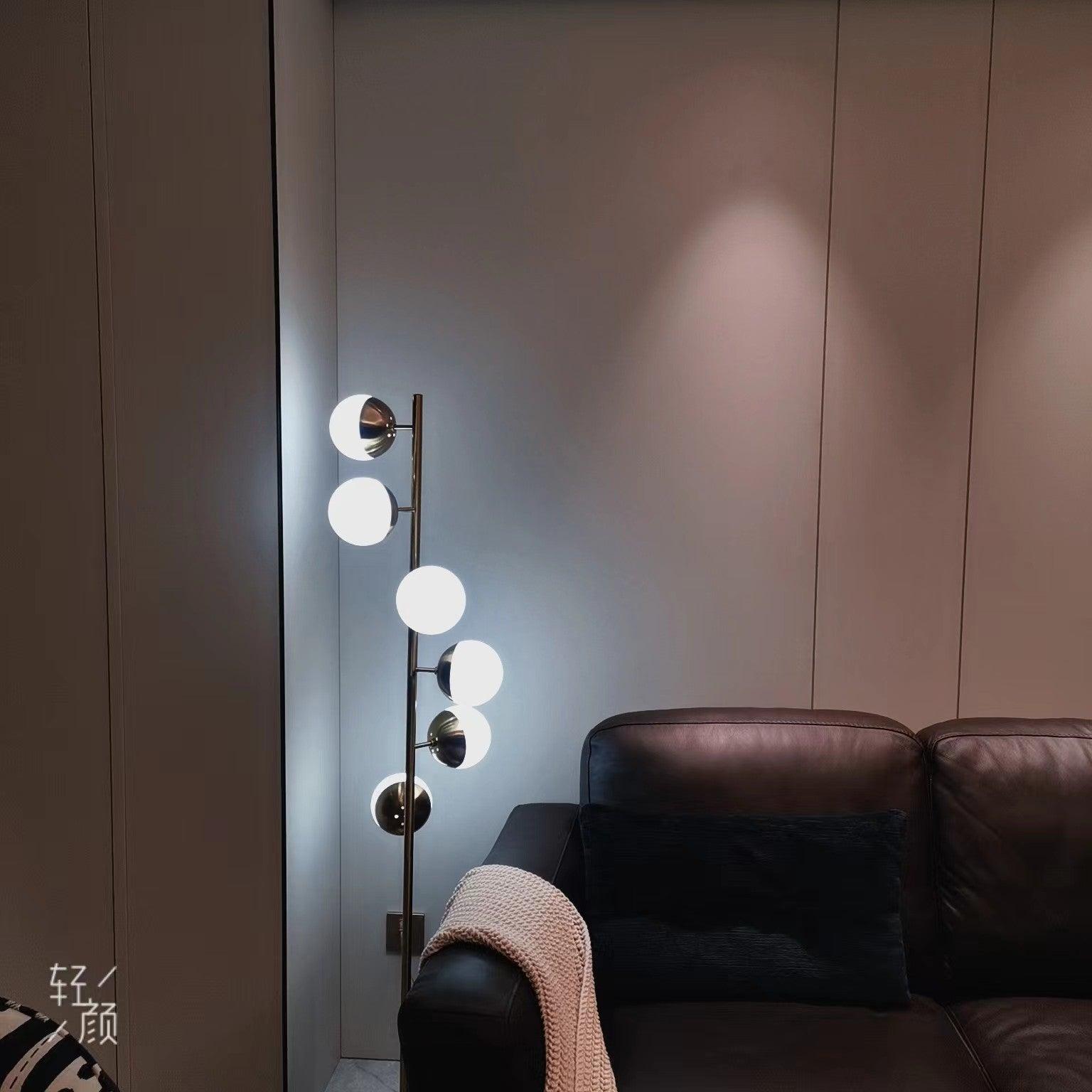 LunaraGlow LED Boomlamp - Mid-Century Glass Sphere Lamp - OpalDwell