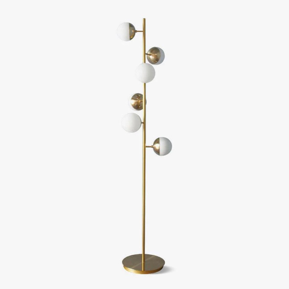 LunaraGlow LED Boomlamp - Mid-Century Glass Sphere Lamp - OpalDwell