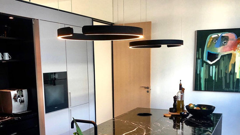 Nyxara Dual Ring LED Pendant Light With Offset Floating Rings - OpalDwell