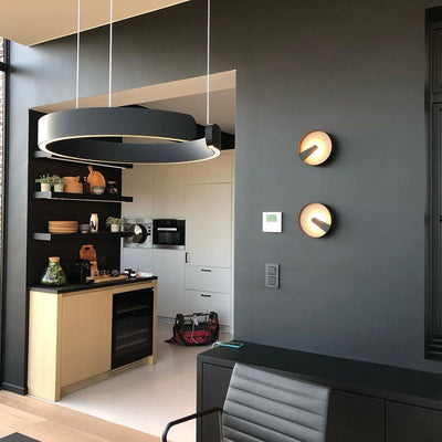 Nyxara Dual Ring LED Pendant Light With Offset Floating Rings - OpalDwell
