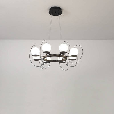 Contemporary Ring Chandelier LED Ceiling Light With Globe Shades OpalDwell