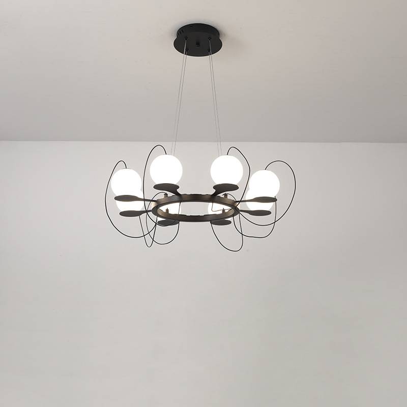 Contemporary Ring Chandelier LED Ceiling Light With Globe Shades OpalDwell