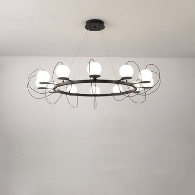 Contemporary Ring Chandelier LED Ceiling Light With Globe Shades OpalDwell