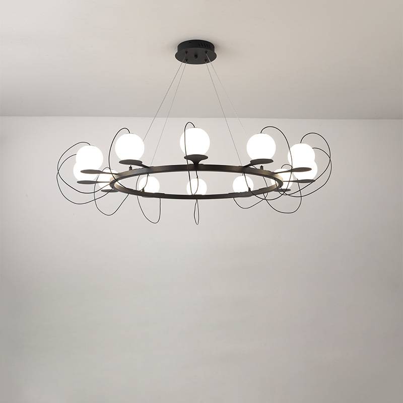 Contemporary Ring Chandelier LED Ceiling Light With Globe Shades OpalDwell