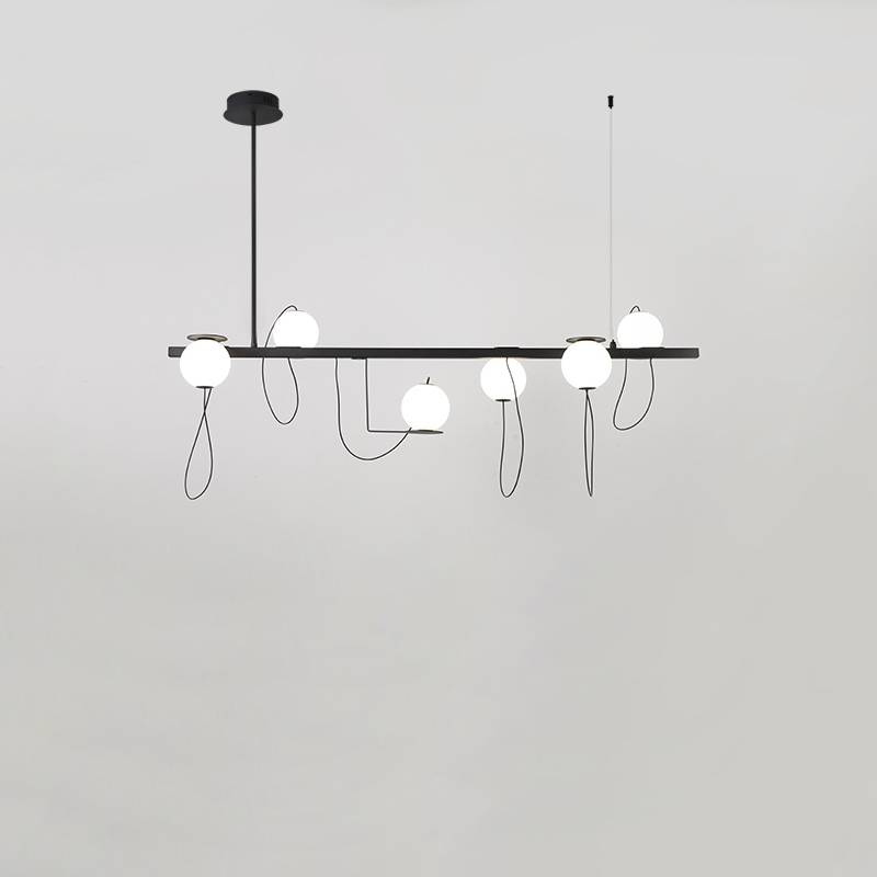 Contemporary Ring Chandelier LED Ceiling Light With Globe Shades OpalDwell