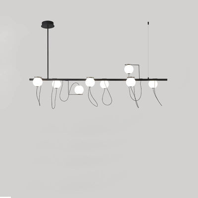 Contemporary Ring Chandelier LED Ceiling Light With Globe Shades OpalDwell