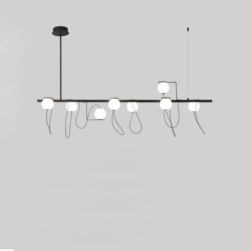 Contemporary Ring Chandelier LED Ceiling Light With Globe Shades OpalDwell