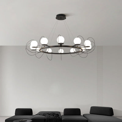 Contemporary Ring Chandelier LED Ceiling Light With Globe Shades OpalDwell