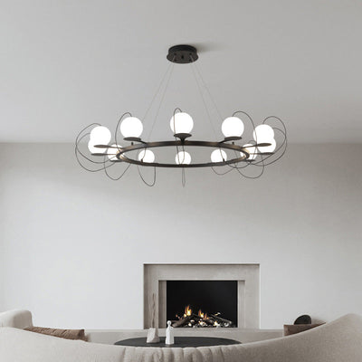 Contemporary Ring Chandelier LED Ceiling Light With Globe Shades OpalDwell
