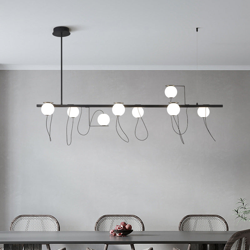Contemporary Ring Chandelier LED Ceiling Light With Globe Shades OpalDwell