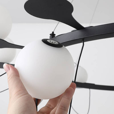 Contemporary Ring Chandelier LED Ceiling Light With Globe Shades OpalDwell