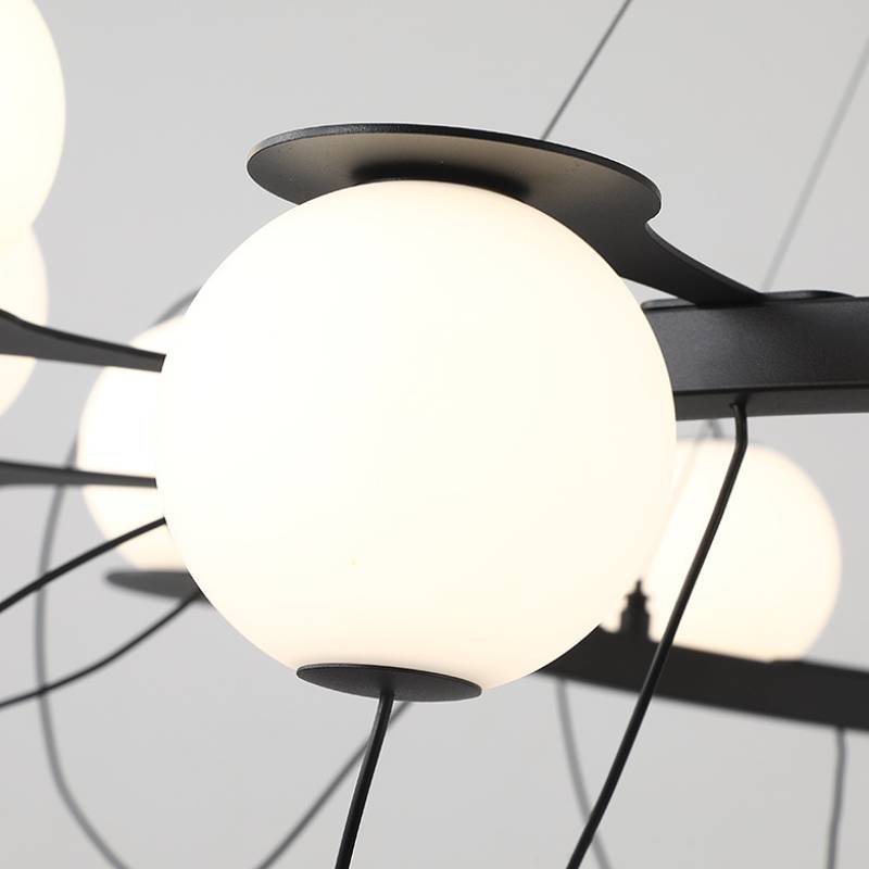 Contemporary Ring Chandelier LED Ceiling Light With Globe Shades OpalDwell