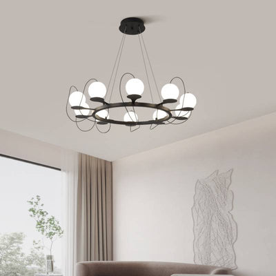 Contemporary Ring Chandelier LED Ceiling Light With Globe Shades OpalDwell