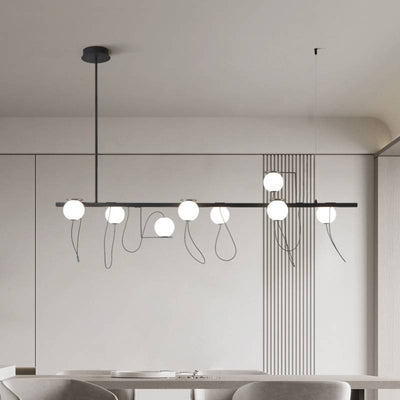 Contemporary Ring Chandelier LED Ceiling Light With Globe Shades OpalDwell