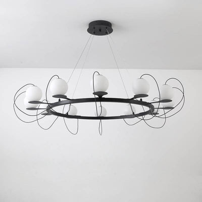 Contemporary Ring Chandelier LED Ceiling Light With Globe Shades OpalDwell