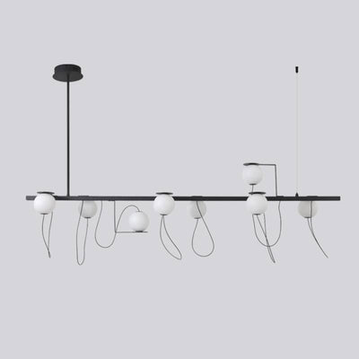 Contemporary Ring Chandelier LED Ceiling Light With Globe Shades OpalDwell