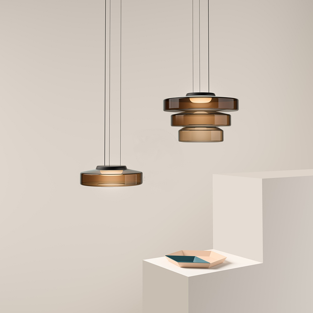 Asteron Glass Pendant Light in Bauhaus Style Ceiling Lamp OpalDwell