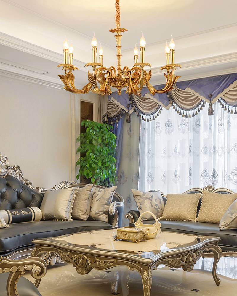 Vintage Style Chandelier Gold Ceiling Light for Dining and Living Spaces OpalDwell