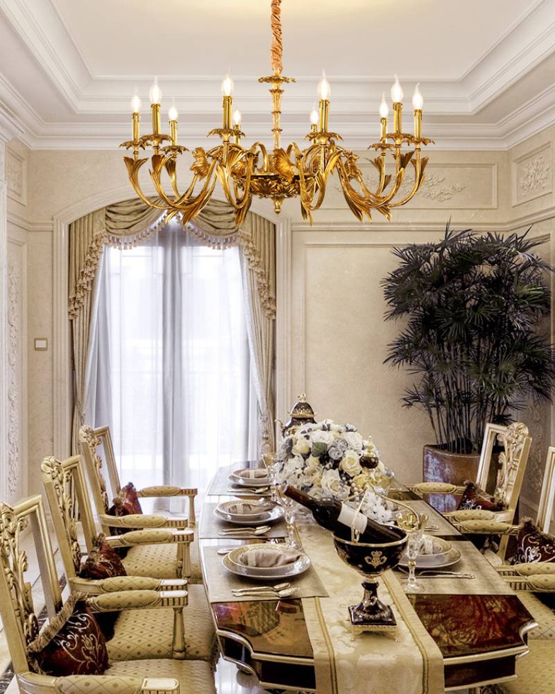 Vintage Style Chandelier Gold Ceiling Light for Dining and Living Spaces OpalDwell