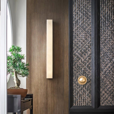 Lyra Brass Alabaster Wall Lamp Modern Vertical for Bedroom - OpalDwell
