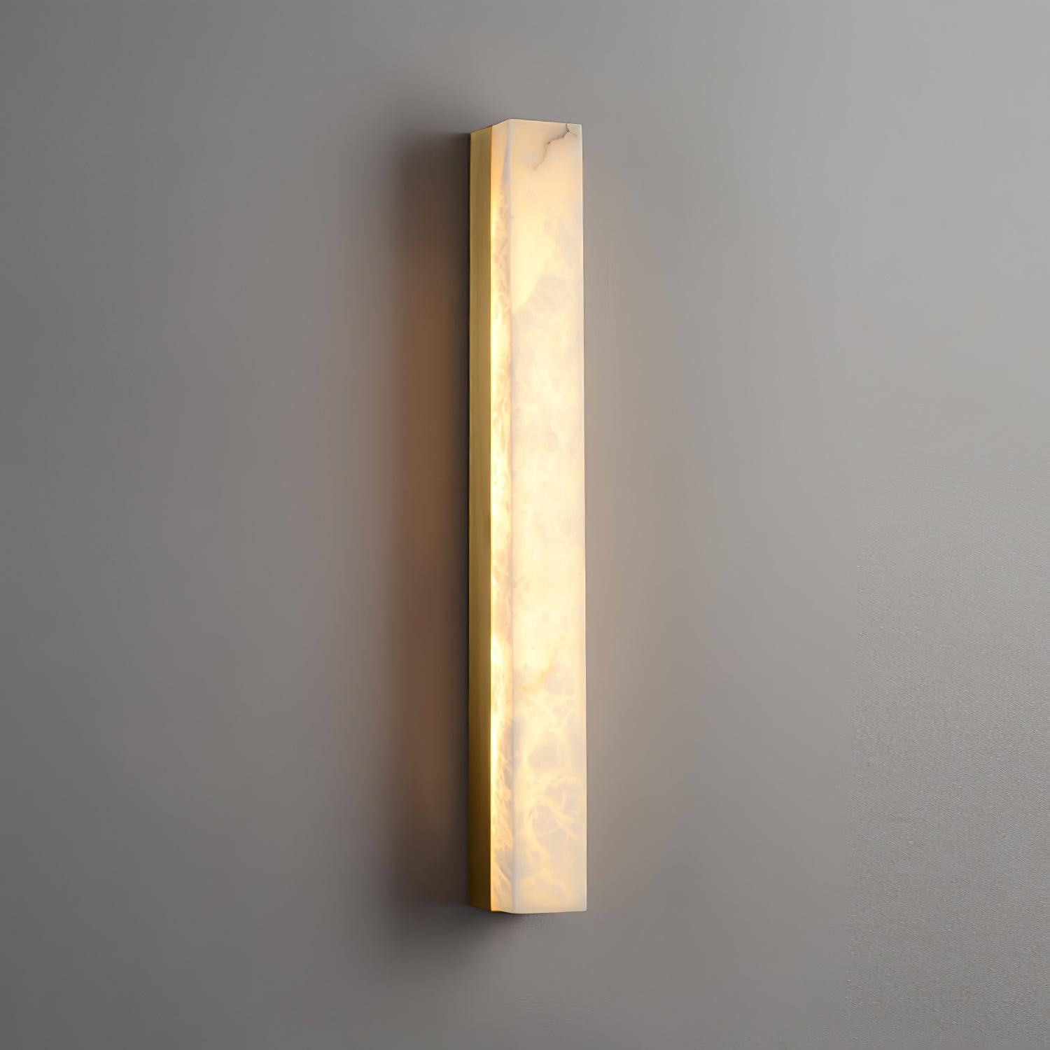 Lyra Brass Alabaster Wall Lamp Modern Vertical for Bedroom - OpalDwell
