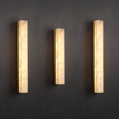 Lyra Brass Alabaster Wall Lamp Modern Vertical for Bedroom - OpalDwell