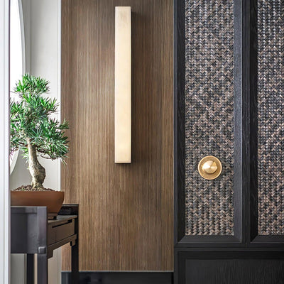 Lyra Brass Alabaster Wall Lamp Modern Vertical for Bedroom - OpalDwell