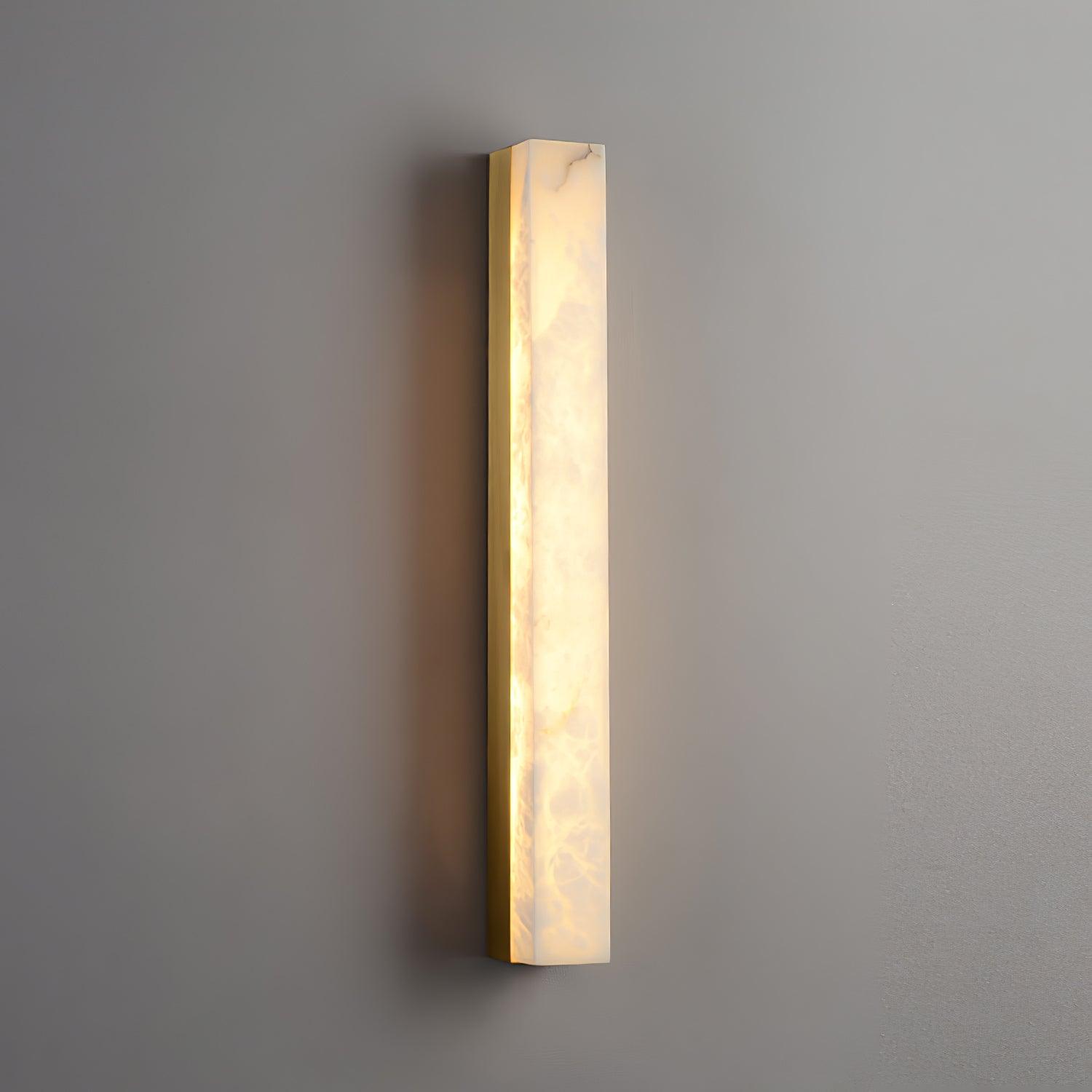 Lyra Brass Alabaster Wall Lamp Modern Vertical for Bedroom - OpalDwell