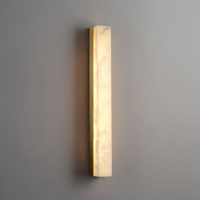 Lyra Brass Alabaster Wall Lamp Modern Vertical for Bedroom - OpalDwell