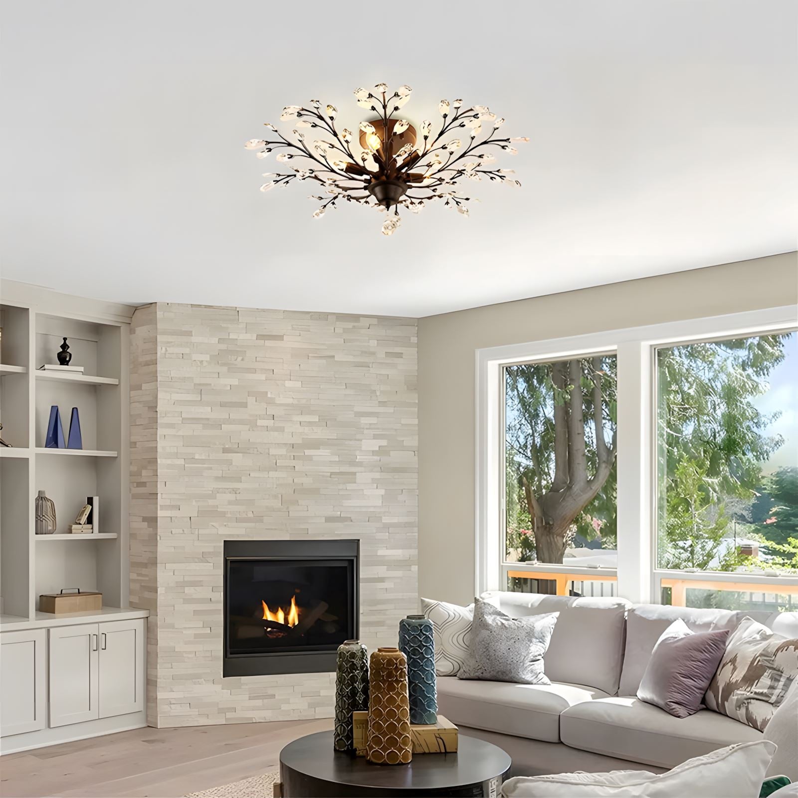 PetalGlow Nature Inspired Flush Mount Ceiling Light OpalDwell