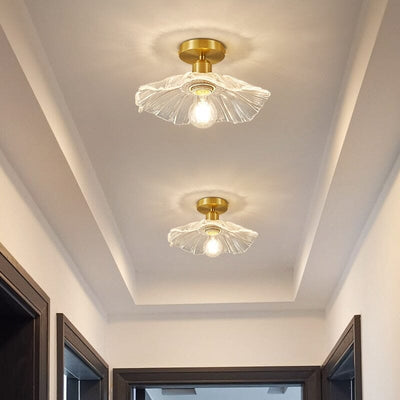 LuminaPetal Warm White Floral Glass Flush Mount Ceiling Light Fixture OpalDwell