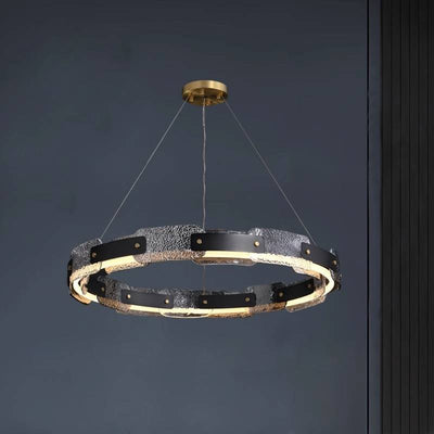 Modern Smoked Glass Ring Chandelier With Luxury LED Ceiling Light OpalDwell