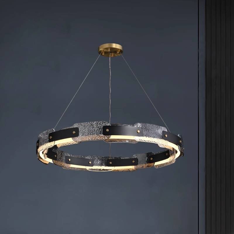 Modern Smoked Glass Ring Chandelier With Luxury LED Ceiling Light OpalDwell