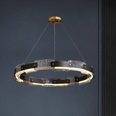Modern Smoked Glass Ring Chandelier With Luxury LED Ceiling Light OpalDwell