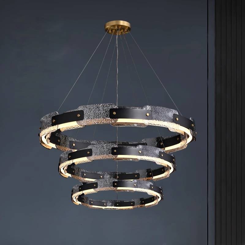 Modern Smoked Glass Ring Chandelier With Luxury LED Ceiling Light OpalDwell