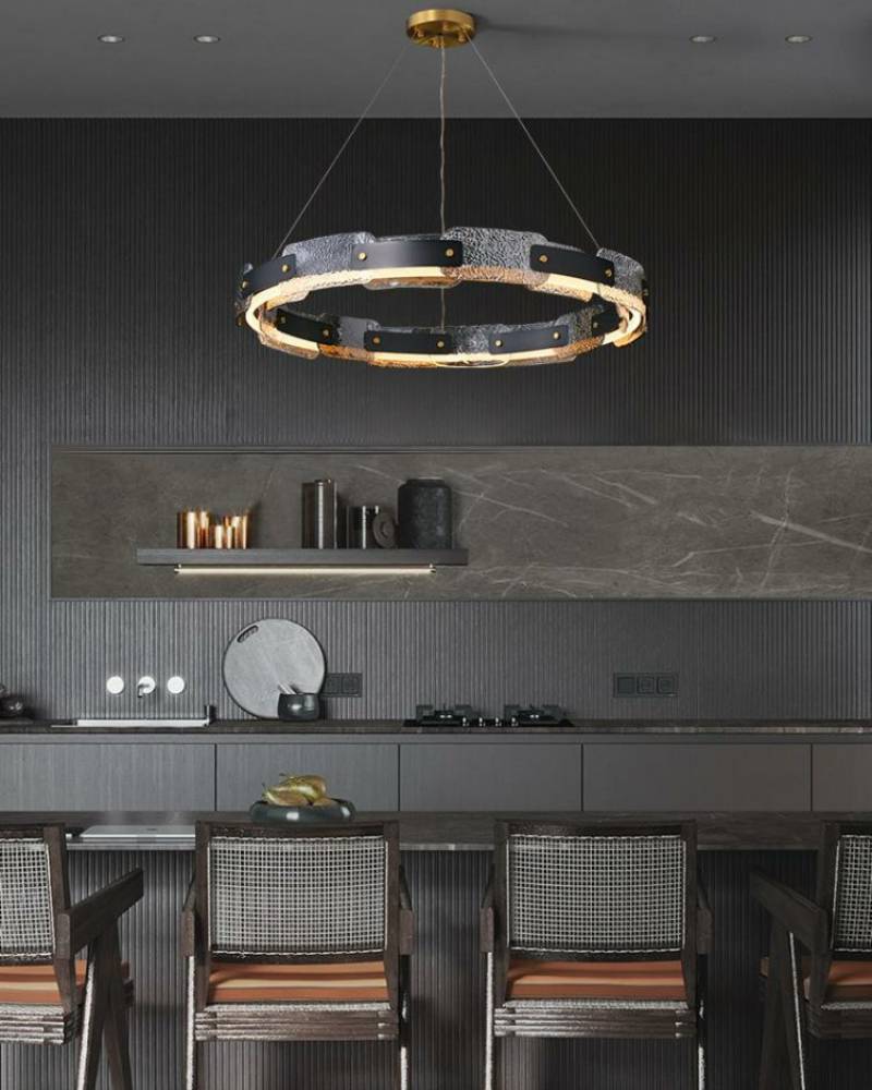 Modern Smoked Glass Ring Chandelier With Luxury LED Ceiling Light OpalDwell