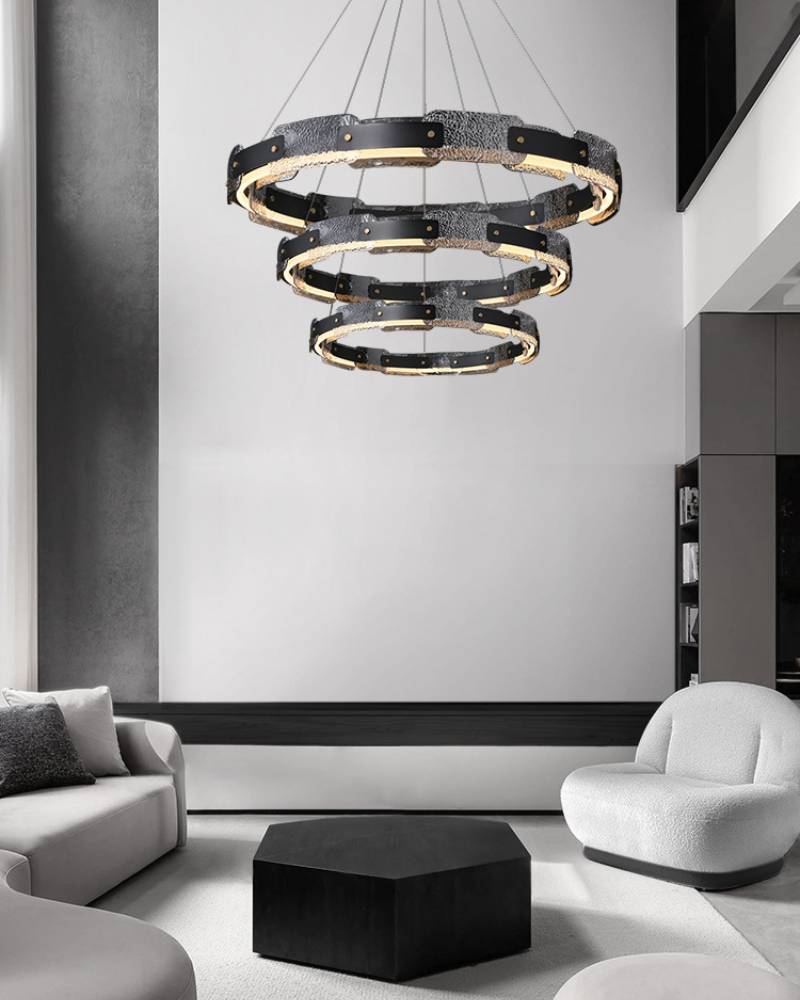 Modern Smoked Glass Ring Chandelier With Luxury LED Ceiling Light OpalDwell