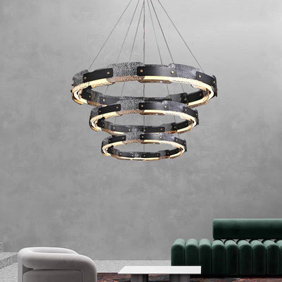 Modern Smoked Glass Ring Chandelier With Luxury LED Ceiling Light OpalDwell