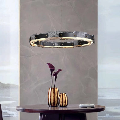 Modern Smoked Glass Ring Chandelier With Luxury LED Ceiling Light OpalDwell