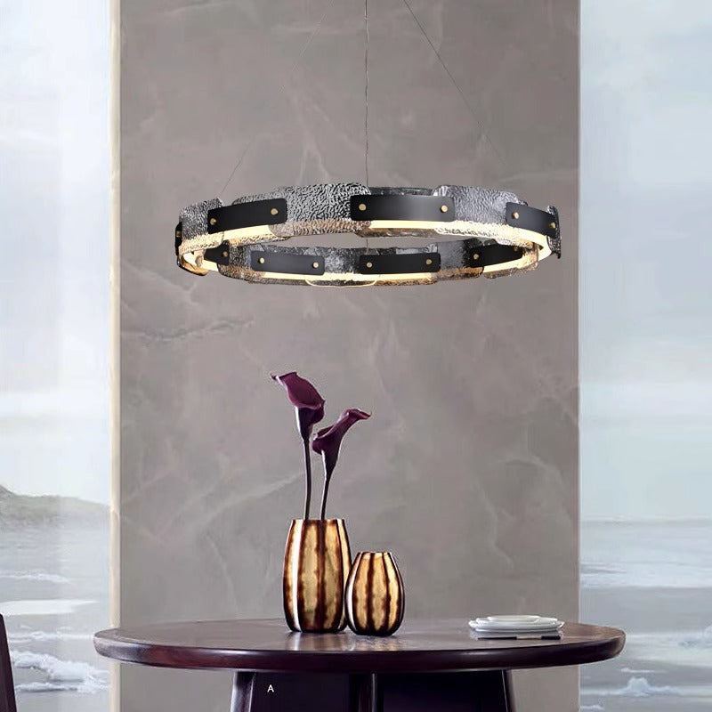 Modern Smoked Glass Ring Chandelier With Luxury LED Ceiling Light OpalDwell