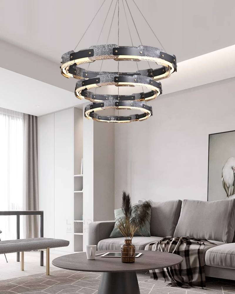 Modern Smoked Glass Ring Chandelier With Luxury LED Ceiling Light OpalDwell